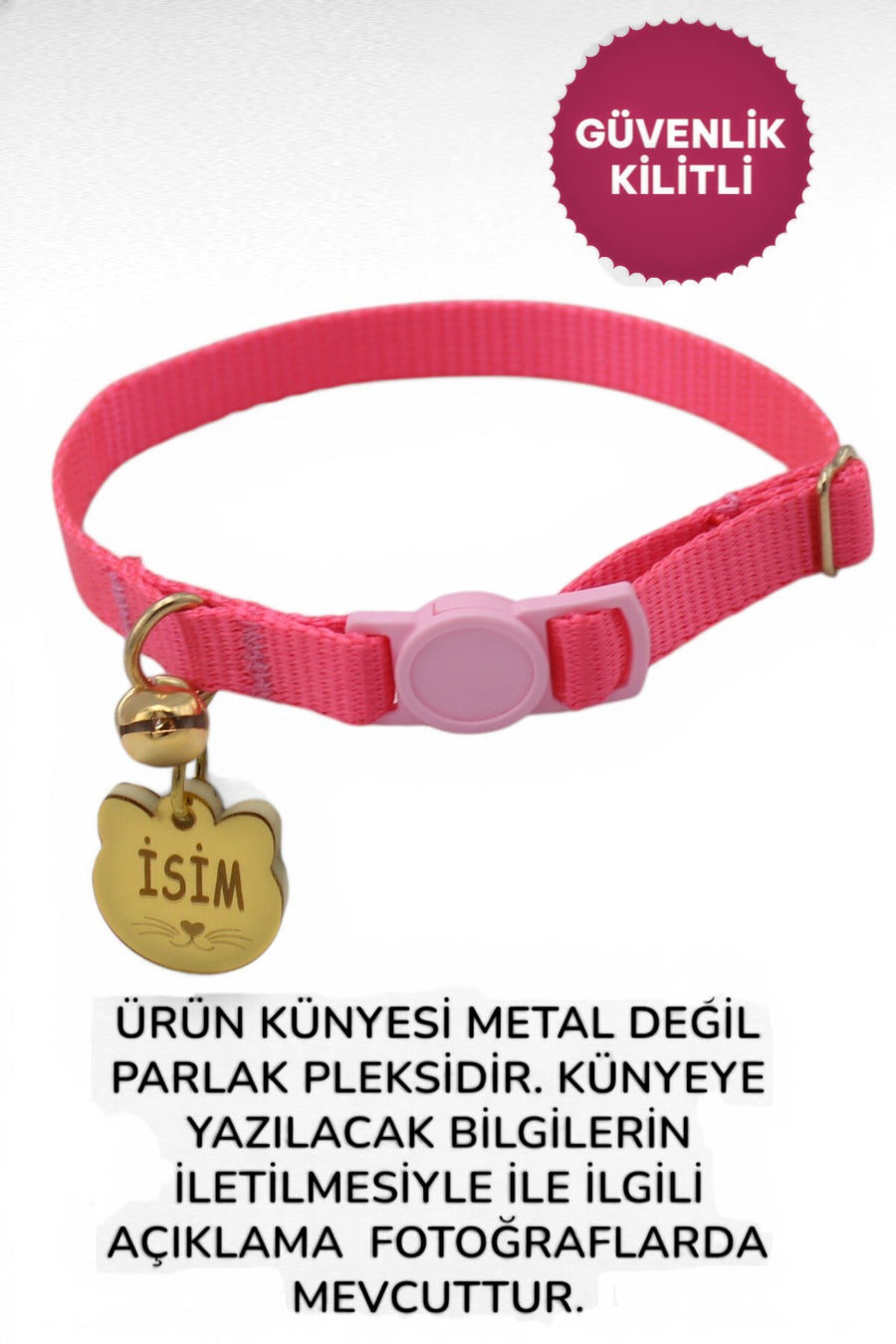 CARAMELOS İSİMLİ KEDİ TASMASI KEDİ İSİMLİK KİŞİYE ÖZEL-EKO SERİSİ
