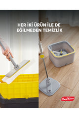 Ceraware Home Care Premium Hijyen Seti Dual System Kare Mop Pratica Click Mop 2 Mikrofiber Bez