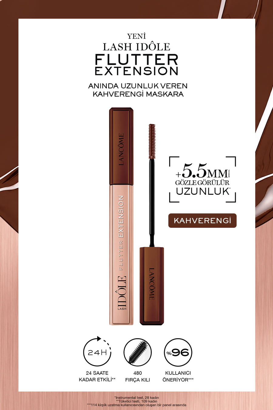 Lancome Lash Idôle Flutter Extension Uzun Kirpik Görünümü Veren Kahverengi Maskara 8.5ml 3614274831573 - Kahverengi