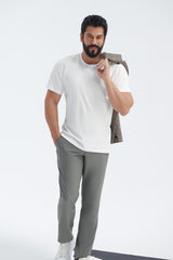 AC&Co / Altınyıldız Classics Erkek/unisex Beyaz %100 Pamuk Slim Fit Dar Kesim Bisiklet Yaka Basic Tişört - Siyah