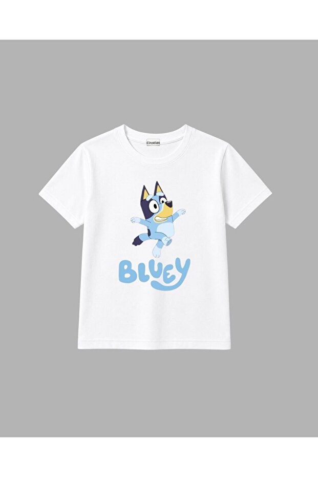 cirokids %100 Pamuklu Bluey Baskılı Unisex Çocuk tişört