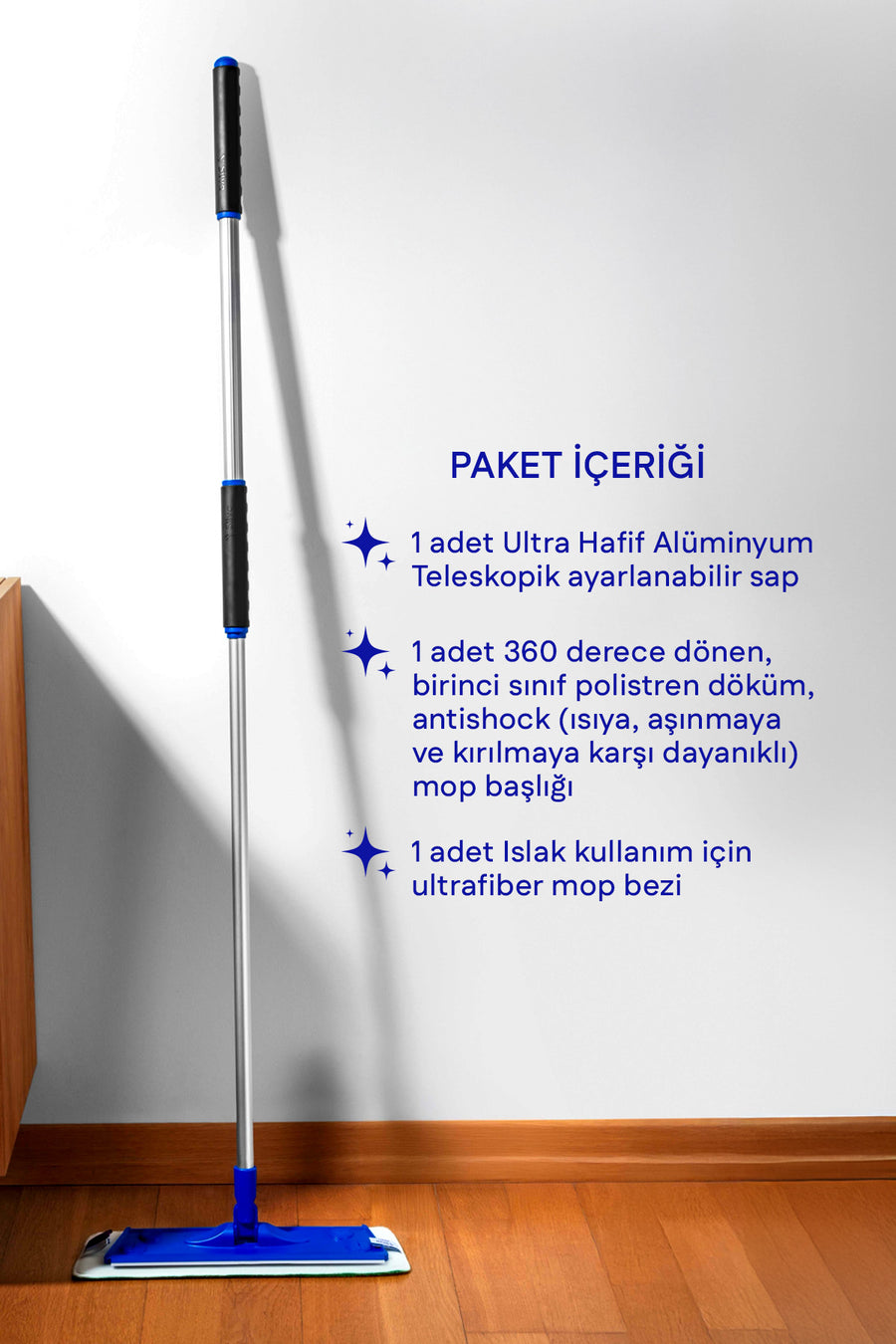 Silva Ultrafiber Tekli Mop Set – Derin Temizlik İçin Islak Mop Bezi