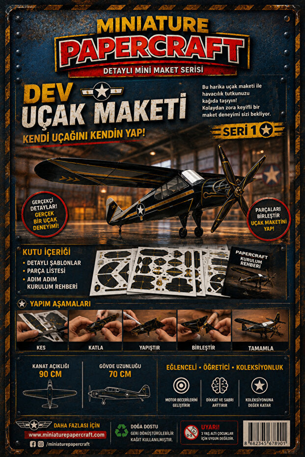 Miniature Papercraft Dev Uçak Maketi – 90 CM Kanat Açıklığı | DIY Karton Model Kit