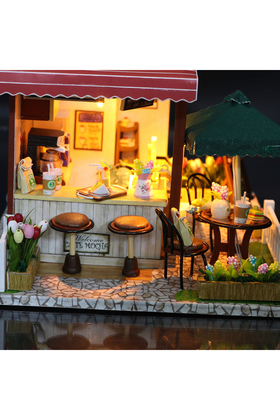 NoviHobby 3D Puzzle Ahşap Minyatür Maket Kiti DIY Kendin Yap Led Işıklandırmalı Maket Ev