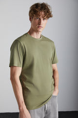 GRIMELANGE Solo Erkek %100 Organik Pamuklu Kalın Dokulu Comfort Fit Bisiklet Yakalı Siyah T-shirt - Lacivert