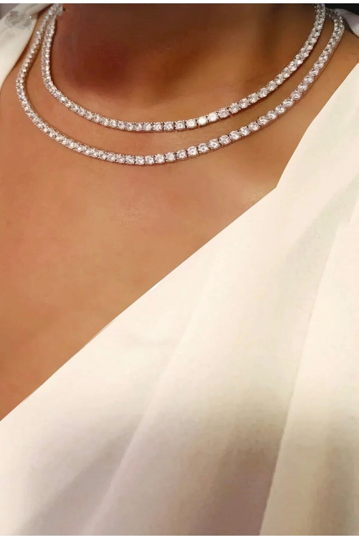 monalisatoka Kadın 2'li Rhinestone Zirkon Taşlı Su Yolu Kolye - orange 2