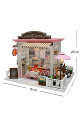 NoviHobby Düşler Çikolatası 3D Puzzle Ahşap Minyatür Maket Kiti DIY Kendin Yap Led Işıklandırmalı Maket Ev