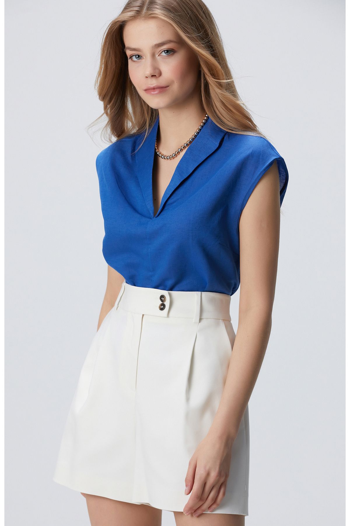 Network Saks Keten Karışımlı Bluz