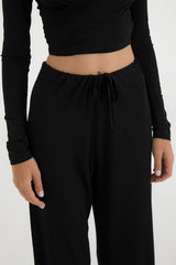 SHEISMONO Ultra Soft Bağcıklı Pantolon Siyah - Ekru