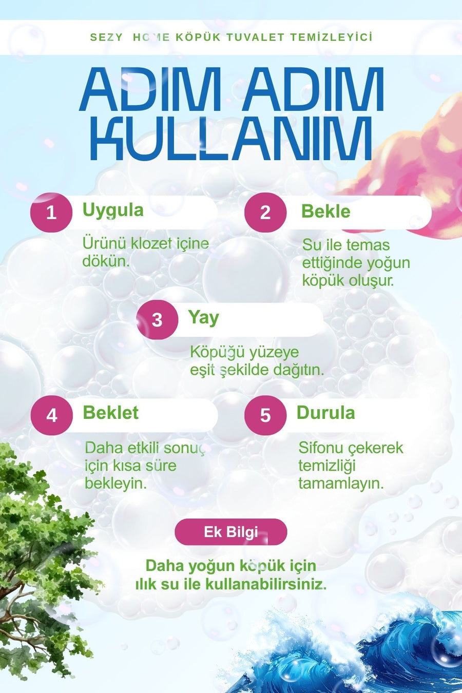 SEZY HOME Okyanus Esintisi Tuvalet Köpüğü | Yoğun Köpük Etkisi & Ferah Temizlik Deneyimi