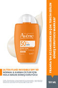 Avene Ultra Fluid Invisible Normal/Karma Ciltler için Ultra Akışkan SPF 50 Güneş Kremi 50 ml