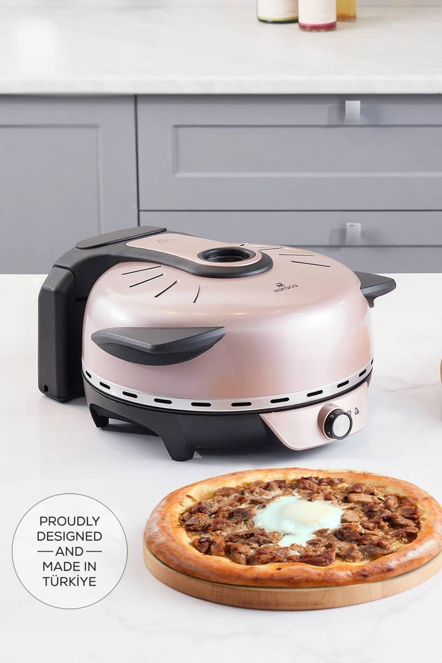 Karaca Gastro 10 in 1 Pizza Lahmacun ve Tandır Ekmeği Makinesi Biodiamond Matte Black - Gül Kurusu