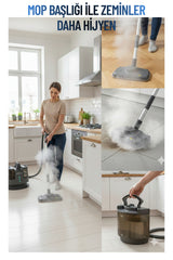 mogo tech MG-201 Premium - Sesli Komutlu Buharlı Temizlik Makinesi Mop Başlıklı Halı & Koltuk Yıkama Makinesi