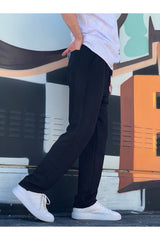 ElitWear Yeni Sezon Rahat Kalıp Esnek Kumaş Beli Lastikli Baggy Pantolon - Tas