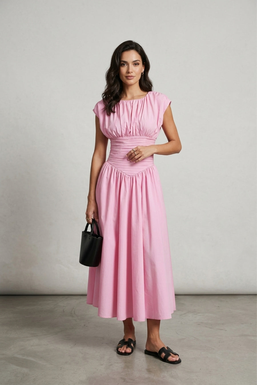 Genel Markalar Pinterest Şık Muadil Midi Elbise - Pembe