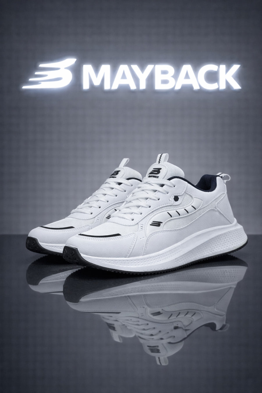 mayback Erkek Spor Günlük Yazlık Ortopedik Ayakkabı - Beyaz-Siyah