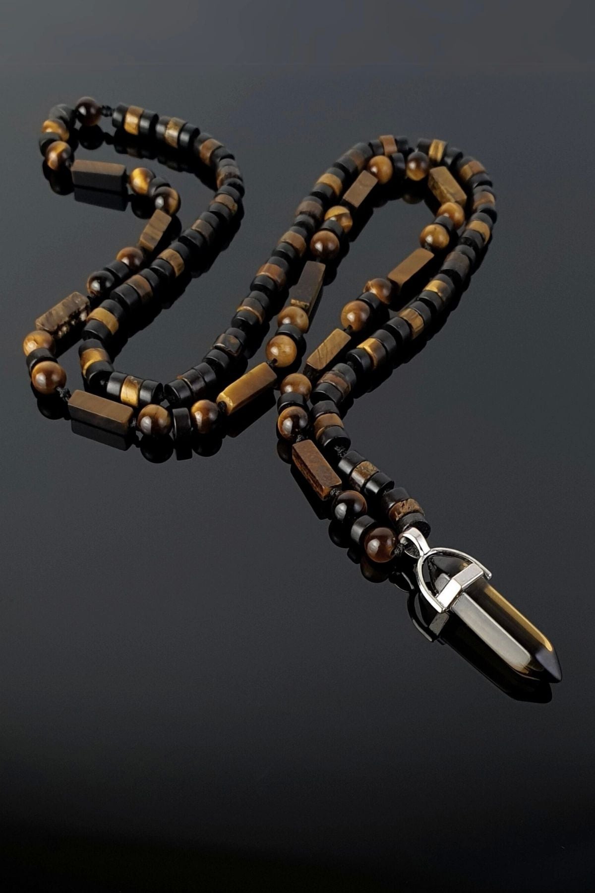 Seven Art Jewelry Doğal Taş Kolye, Kaplan Gözü, Akik, Dumanlı Kuvars Kolye, Erkek Kolye, Kadın Kolye, Hediye Kolye
