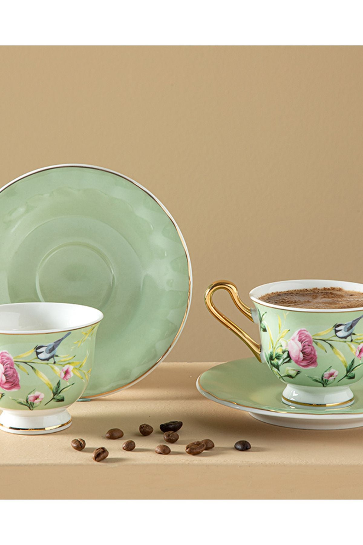 Englishome Vanilla New Bone China Parça Kişilikahve Fıncan Takımı Ml Açık Yeşil