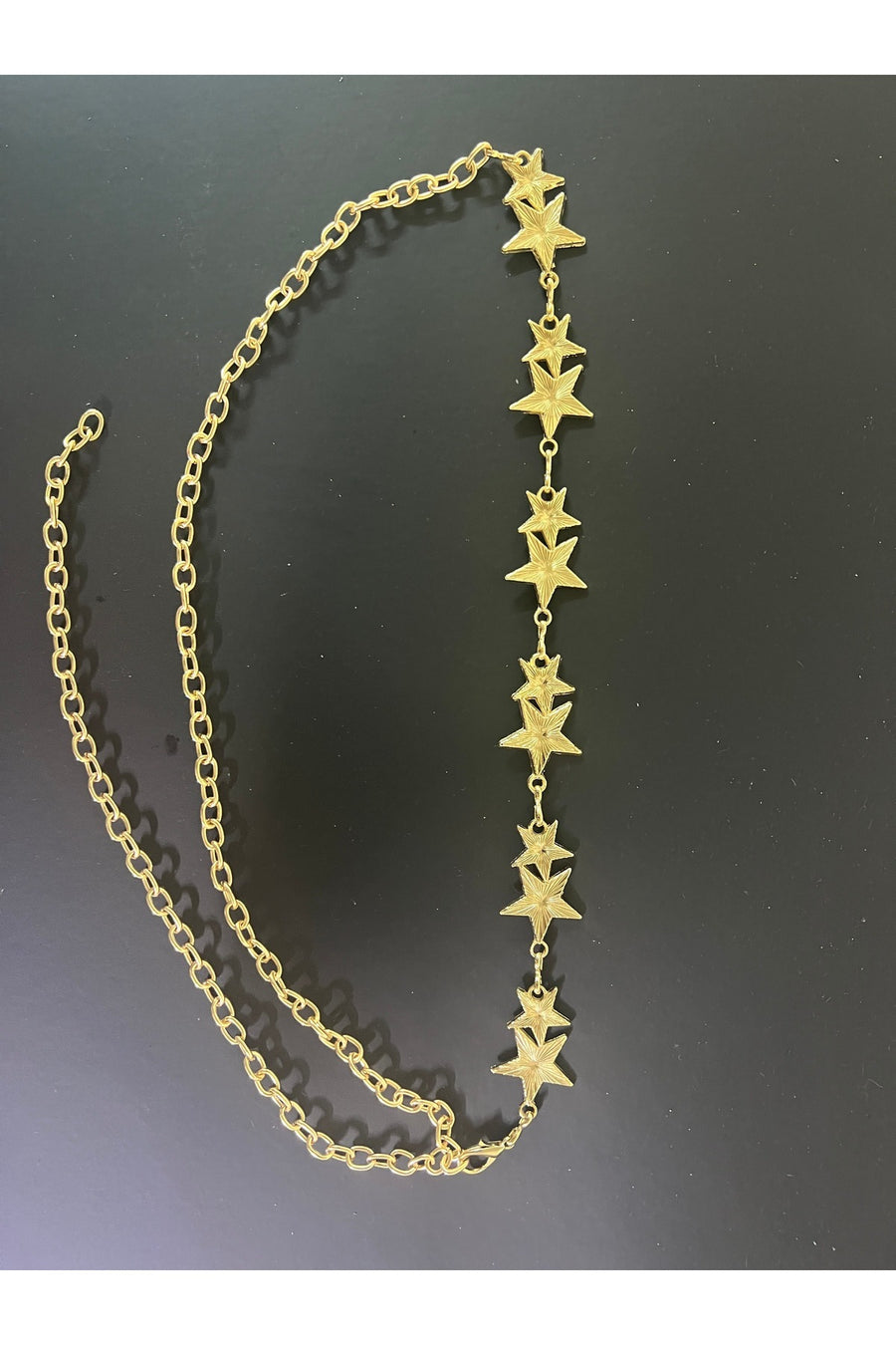 Zoula 5'li Gold Yıldız Detaylı Ayarlanabilir Zincirli Kadın Kemer Bel Kemeri Etek Kemeri Elbise Kemeri
