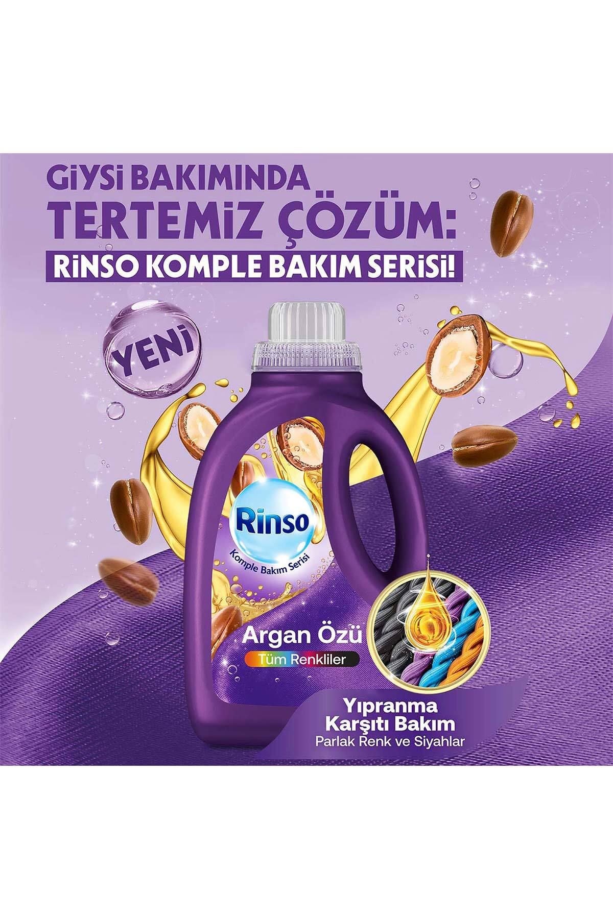 Rinso Sıvı Çamaşır Deterjanı Komple Bakım Serisi Argan Özü Tüm Renkliler Için L X - Görsel 3