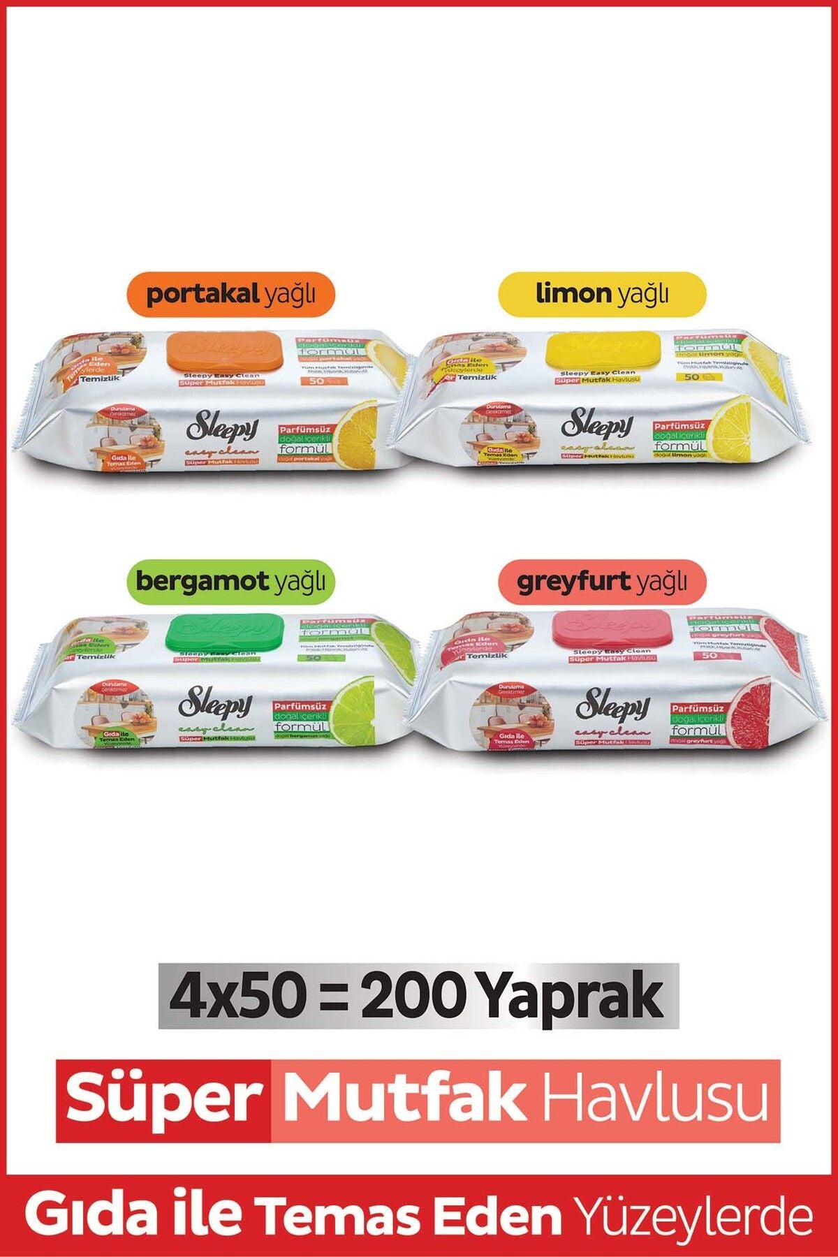 Sleepy Easy Clean Süper Yüzey Temizlik Mutfak Havlusu&mendili Karma Paket x(YAPRAK)