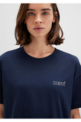 Mavi Logo Baskılı Lacivert Tişört Loose Fit / Bol Rahat Kesim 1611309-70490
