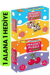 minkino 2'li Magnet Puzzle Seti | 1 Alana 1 Bedava | Hayvanları Tanıyorum-Meyveleri Tanıyorum