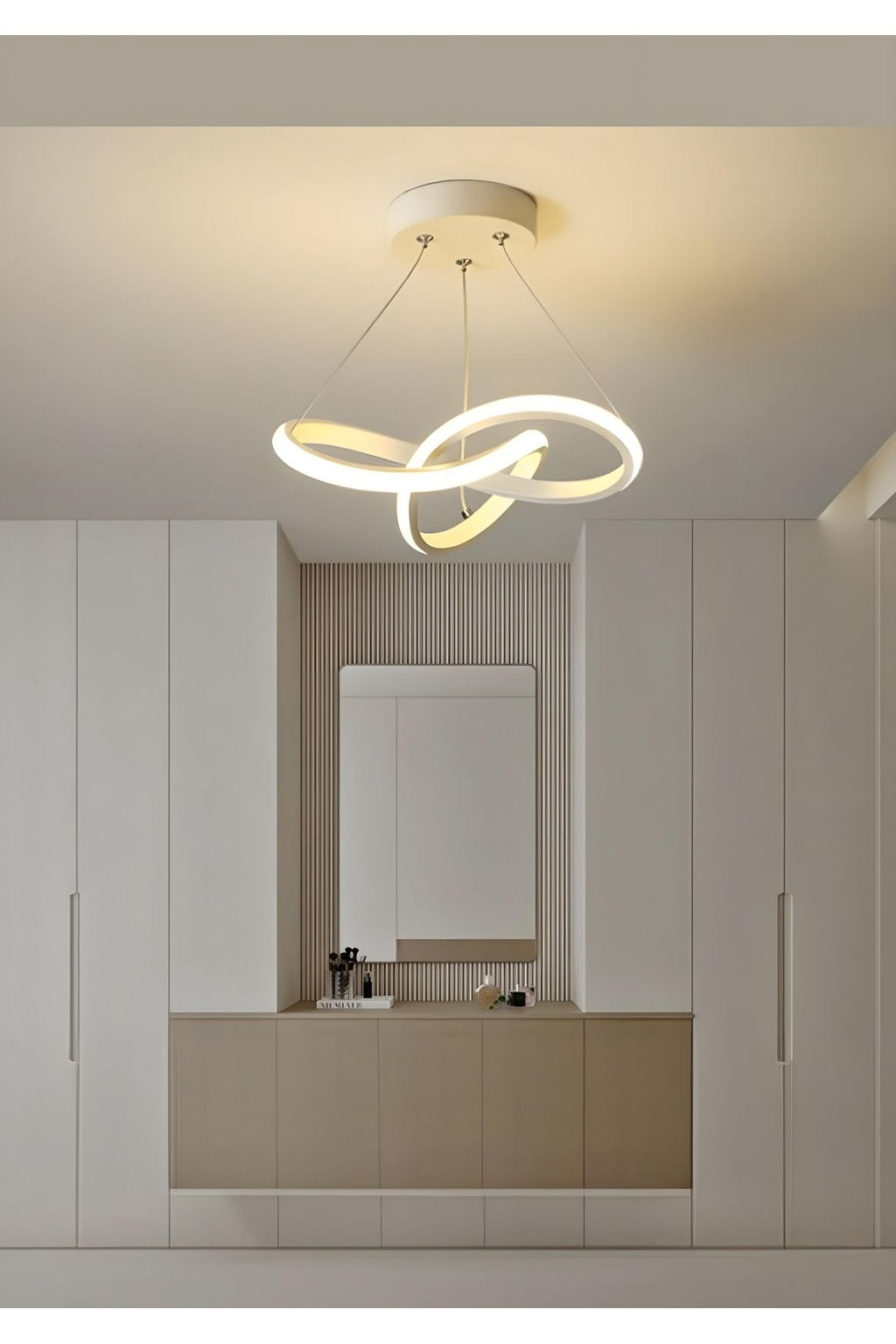 Dekorluna Modern Bolivia Tekli Beyaz Sarkıt Led Beyaz Power Ledli Salon Mutfak Oda Holedli Avize