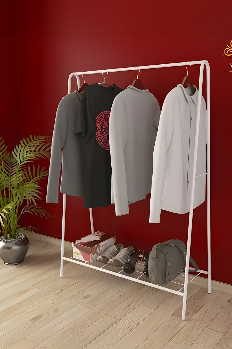 Metallica Concept Oval Telli Siyah Butik Elbise Askısı Ayaklı Askılık Konfeksiyon Askılık