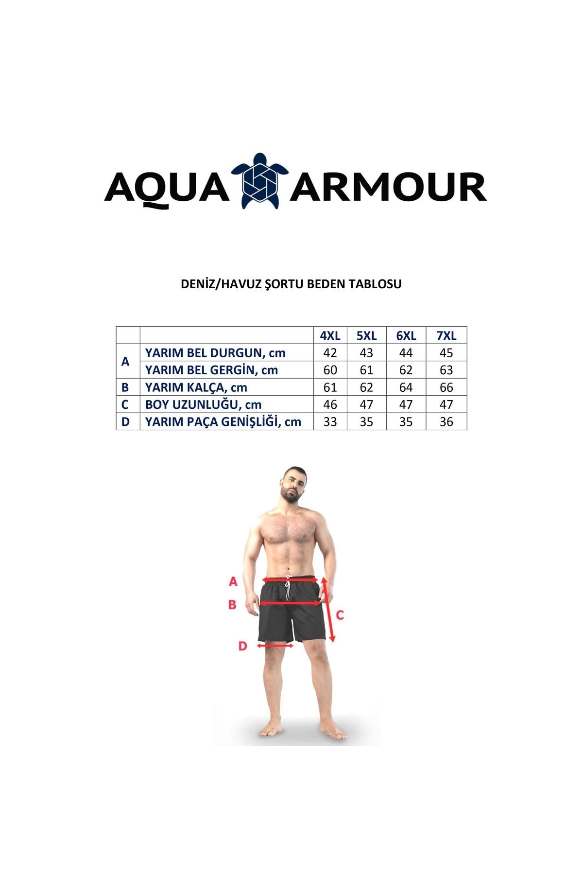 Aqua Armour Erkek Büyük Beden Hızlı Kuruyan Kumaş Fermuar Cepli Mayo Havuz Deniz Şortu - Görsel 5