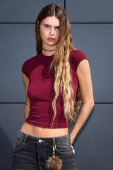 Bershka Kısa kollu bisiklet yaka t-shirt - Denizci
