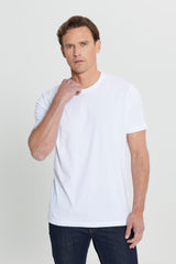 AC&Co / Altınyıldız Classics Erkek/unisex Beyaz %100 Pamuk Slim Fit Dar Kesim Bisiklet Yaka Basic Tişört - Siyah