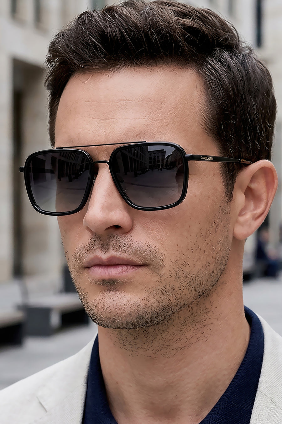 Daniel Klein Polarize - UV400 Korumalı Gümüş Siyah Renk Orijinal Erkek Güneş Gözlüğü 57 Ekartman DKG6289C2