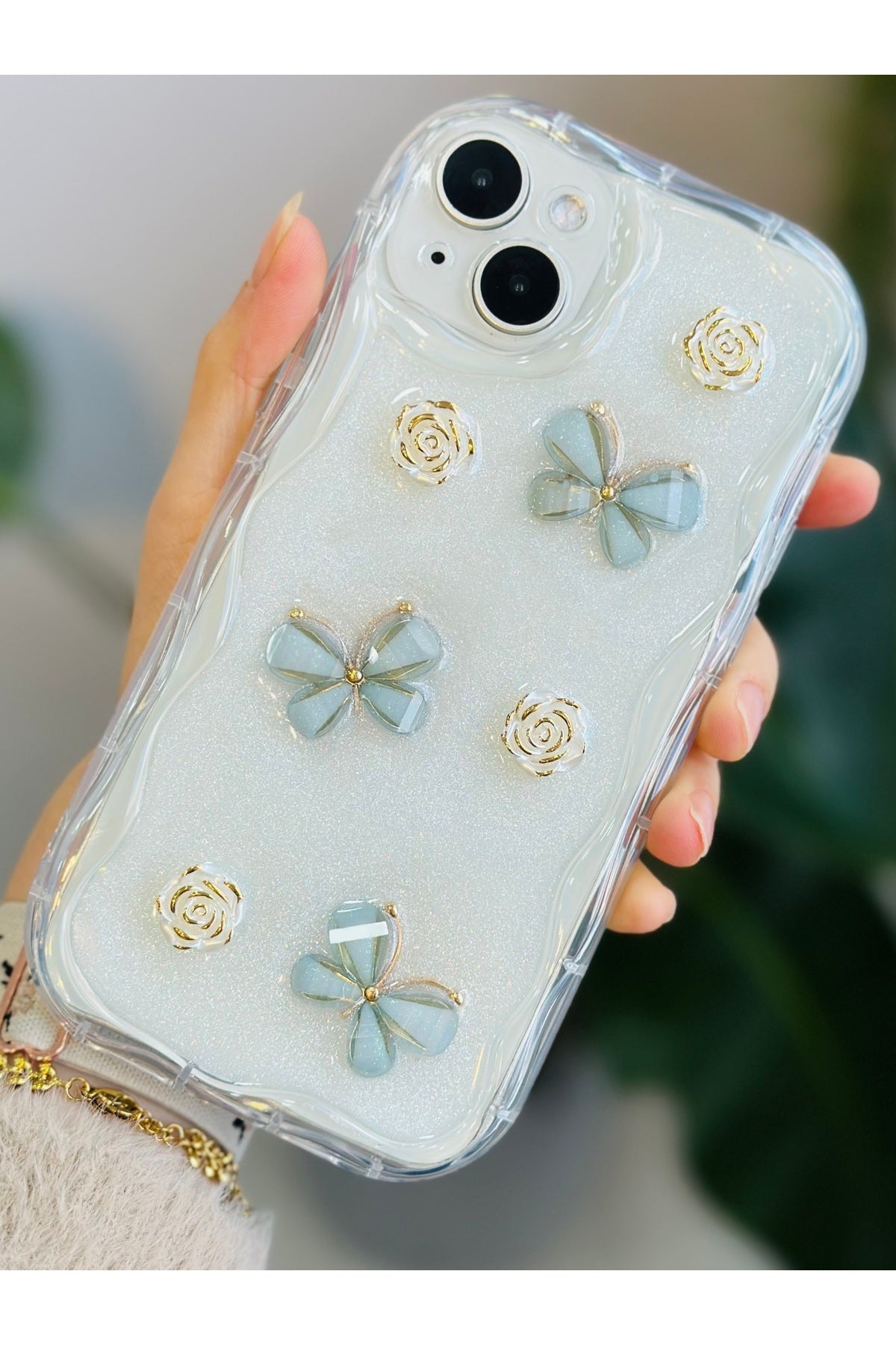 Go Aksesuar Iphone 14 Plus - 15 Plus Puantiye Kedi Tasarımlı Oyuncaklı Silikon Kılıf