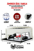 Butik 1/64 Ölçekli Beyaz Renk Ledli Showroom Tasarımlı Diorama Araç Sergileme Garajı 3D Baskı