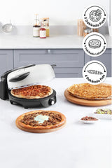 Karaca Gastro 10 in 1 Pizza Lahmacun ve Tandır Ekmeği Makinesi Biodiamond Matte Black - Krem