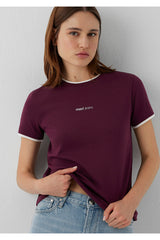 Mavi Logo Baskılı Bordo Tişört Slim Fit / Dar Kesim 1614200-87830 - Bordo