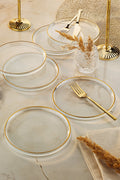 Fecra Loren 6'lı Pasta Tabağı Seti Gold Fileli 16 Cm - Beyaz
