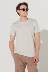 AC&Co / Altınyıldız Classics Erkek/unisex Beyaz %100 Pamuk Slim Fit Dar Kesim Bisiklet Yaka Basic Tişört - Gri