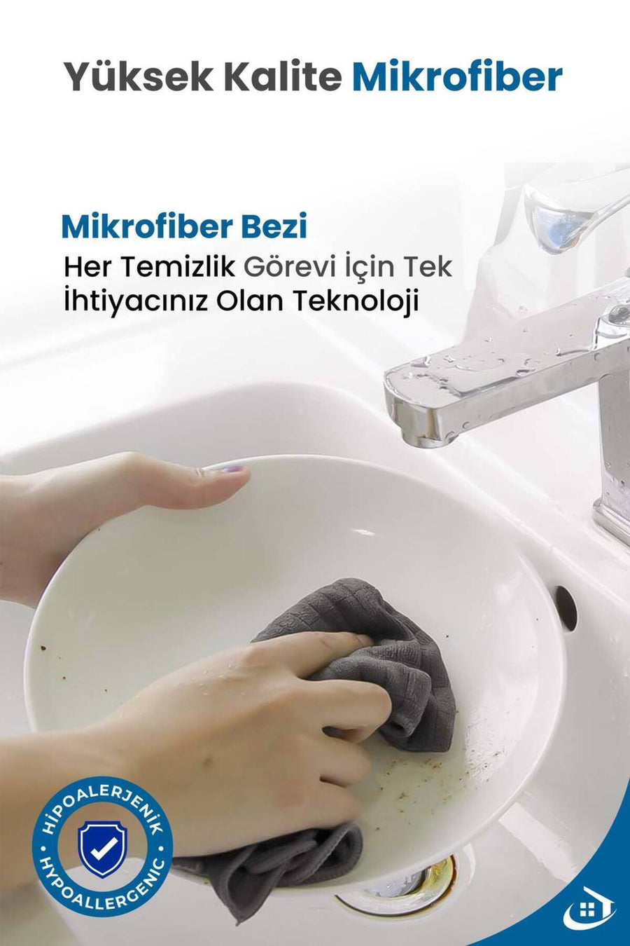 Pella 3'lü ithal Mutfak Bezi (MİKROFİBER) , Gri (40 CM X 40 CM)