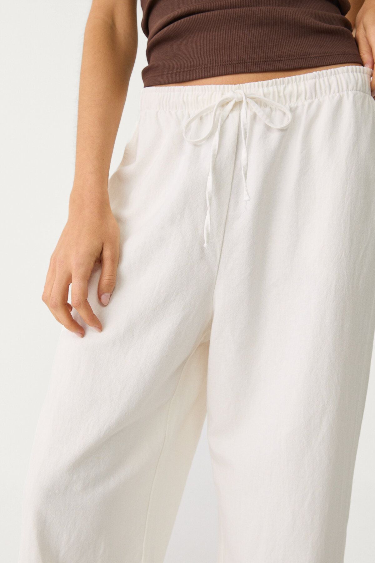 Stradivarius Keten Karışımlı Bol Kesim Pantolon