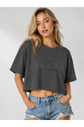 ALG KADIN CROP TİŞÖRT OVERSIZE - PAMUK KUMAŞ T-SHIRT