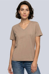 Brix Kadın %100 Pamuk V Yaka T-Shirt Lila - Vizon