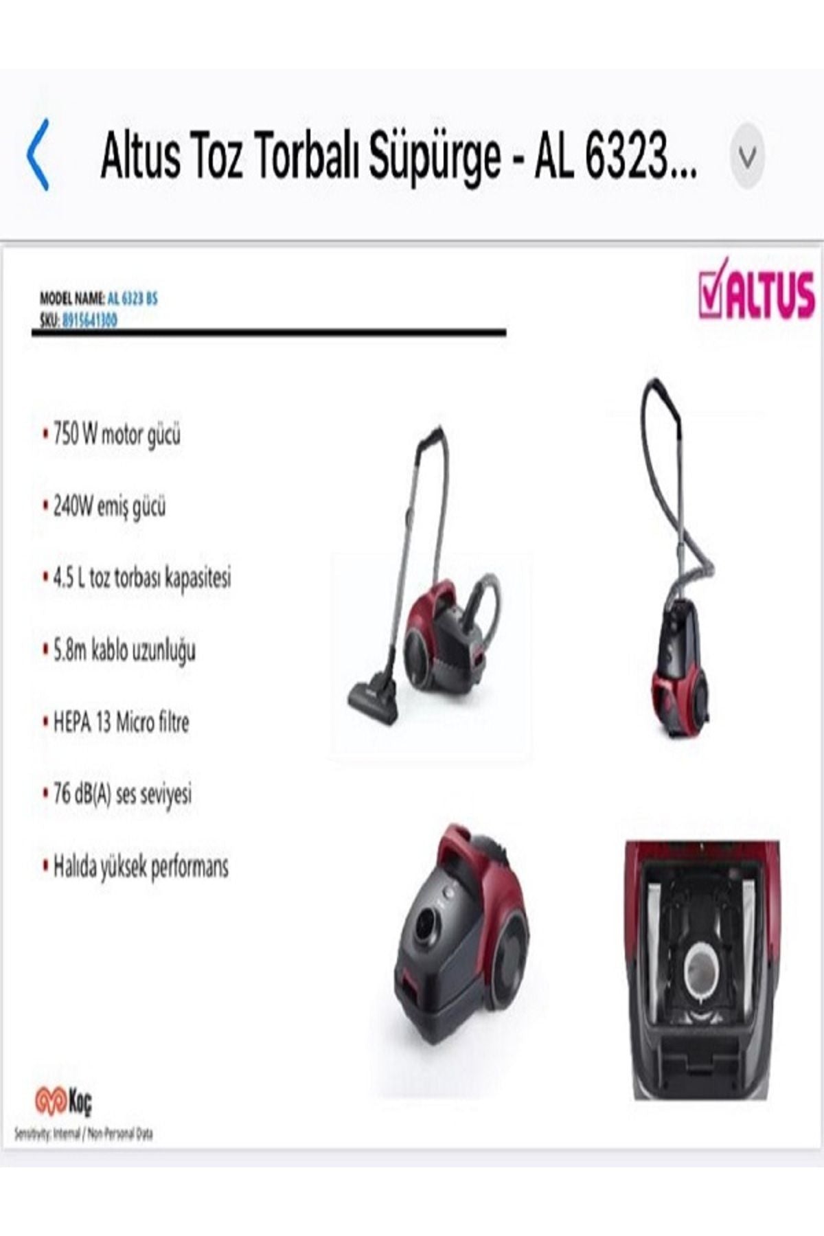 Altus Al bs Toz Torbalı Süpürge - Görsel 3