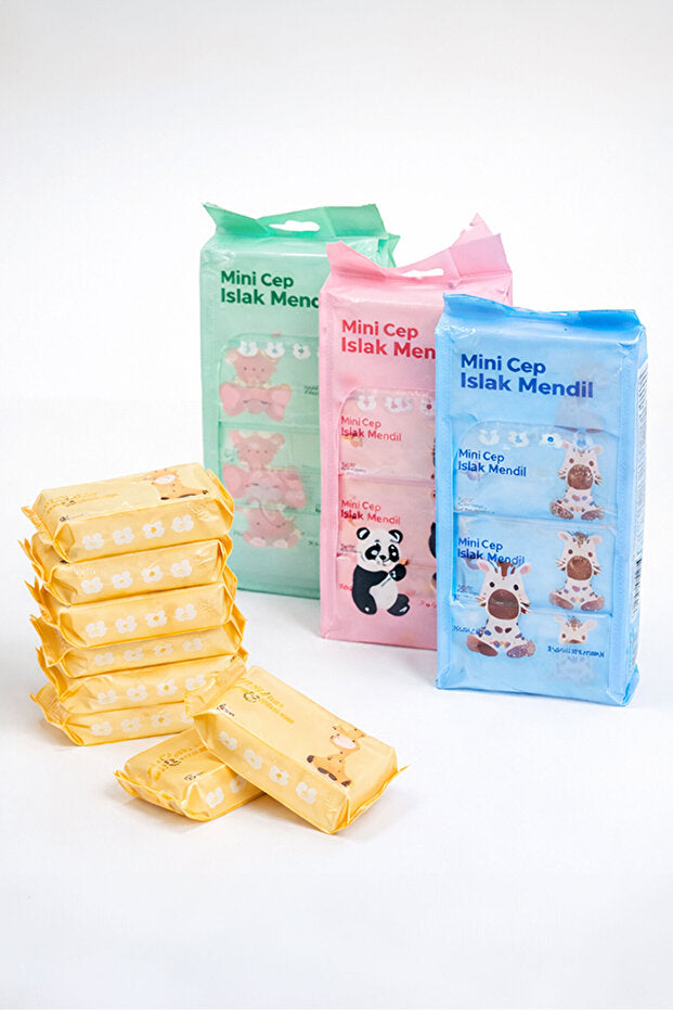 M&H 8 Adet Mini Islak Mendil - Çanta ve Cep Boyu Pratik Islak Havlu
