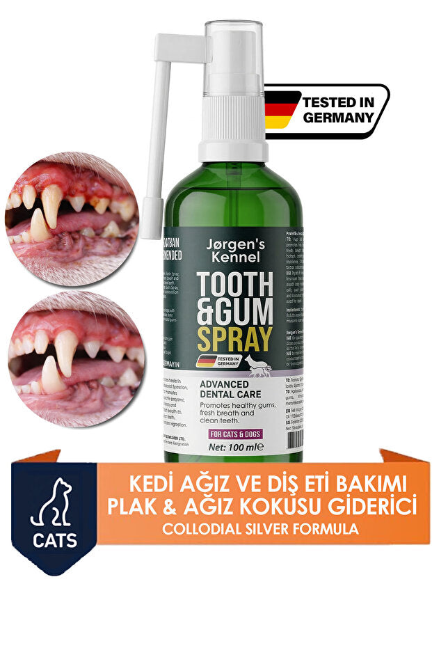 Jorgens Kennel Kedi Agiz Dis Dis Eti Yara Bakim Sprey 100ml Agiz Kokusu Giderici Dis Temizleme Plak Tartar Destek