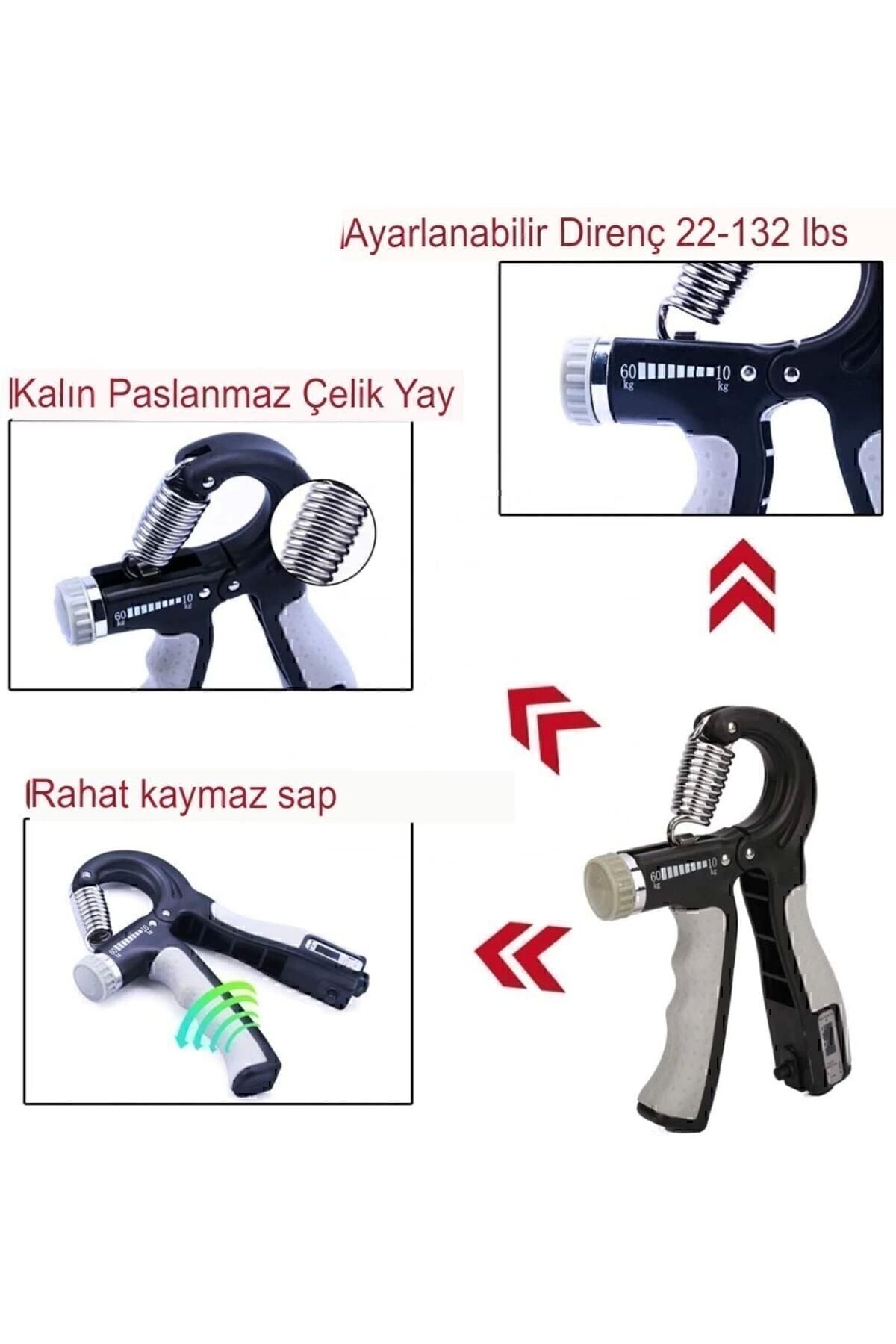 Genel Markalar Siyah El Kol Bilek Güçlendirici Egzersiz Aleti 5-60 Kg Karpal Direc El Yayı Cihazı Direnç Yayı