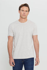 AC&Co / Altınyıldız Classics Erkek/unisex Beyaz %100 Pamuk Slim Fit Dar Kesim Bisiklet Yaka Basic Tişört - İndigo
