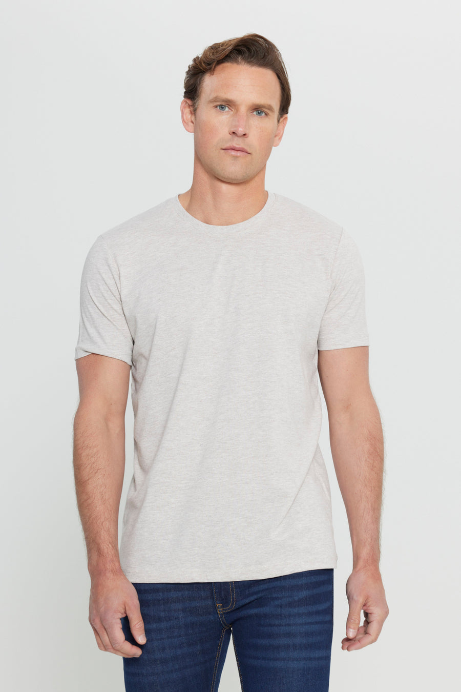 AC&Co / Altınyıldız Classics Erkek/unisex Beyaz %100 Pamuk Slim Fit Dar Kesim Bisiklet Yaka Basic Tişört - İndigo