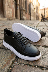 MY GROSS SHOES Erkek Siyah Akılı Bağcıklı Günlük Ortopedik Garantili Spor Ayakkabı - Siyah Beyaz